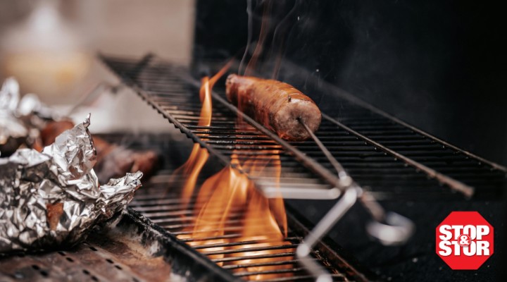 hot dog and tinfoil on a grill